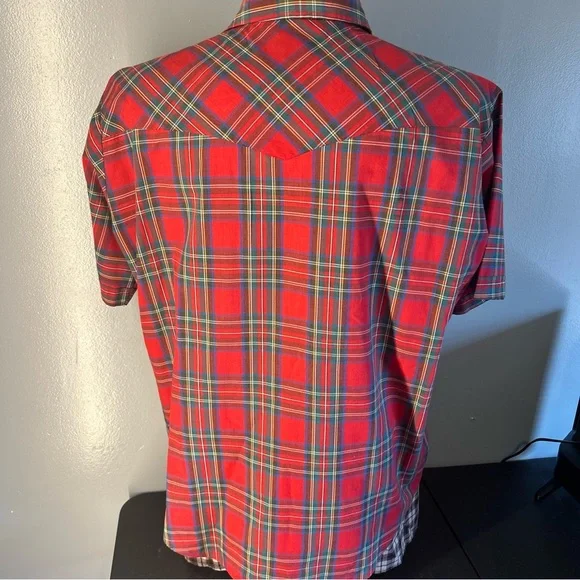Ely Cattleman Western Red Plaid Shirt Mens XL Pearl Snap Vintage - Picture 8 of 11